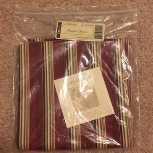Set of 2 Longaberger Holiday Stripe Napikins